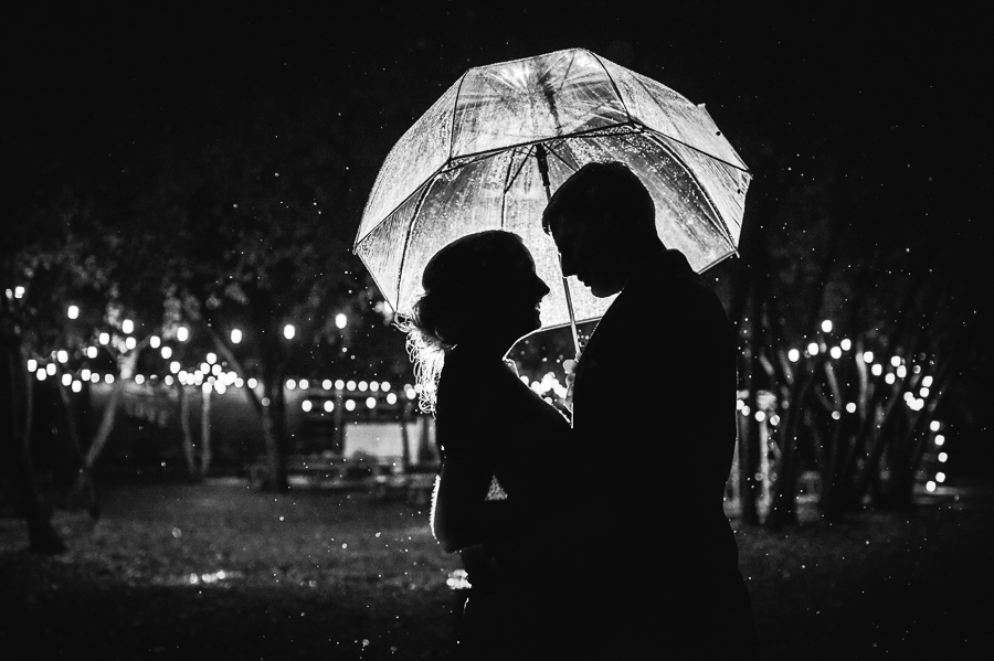 Rainy day wedding umbrella