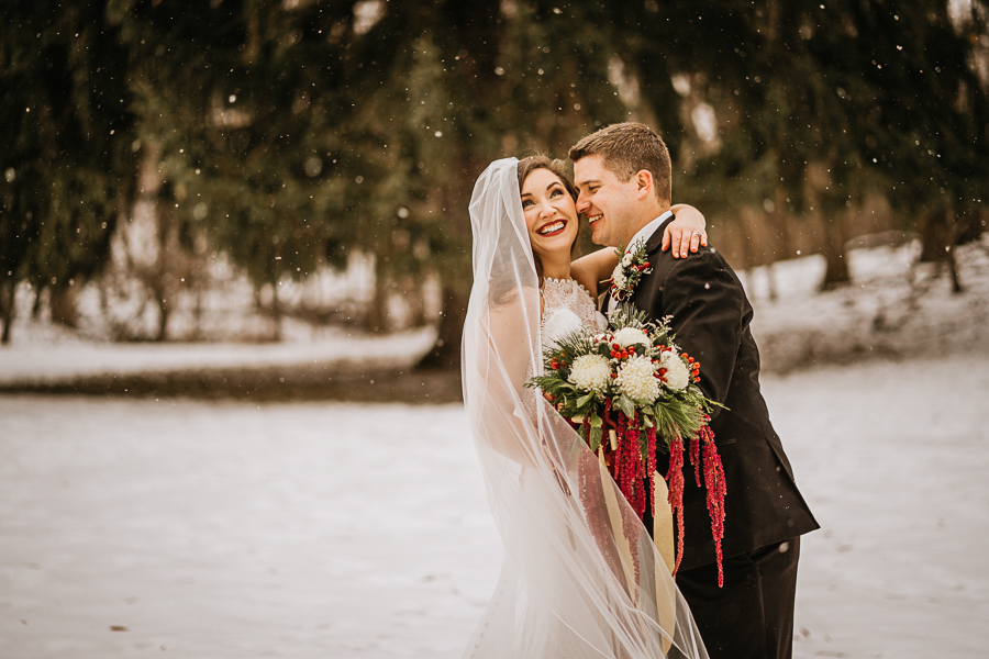 winter bridal snowing