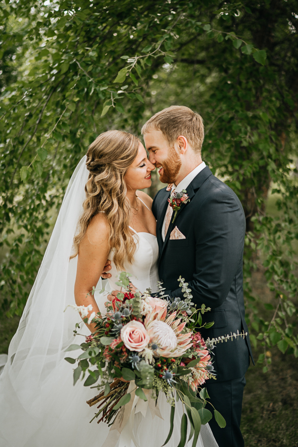 bride and groom protea