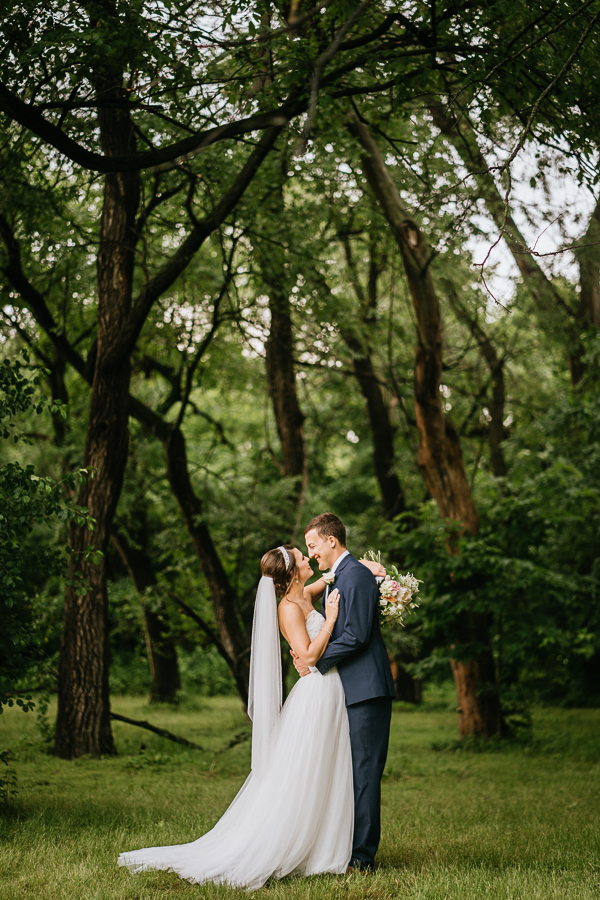 bride and groom woods 