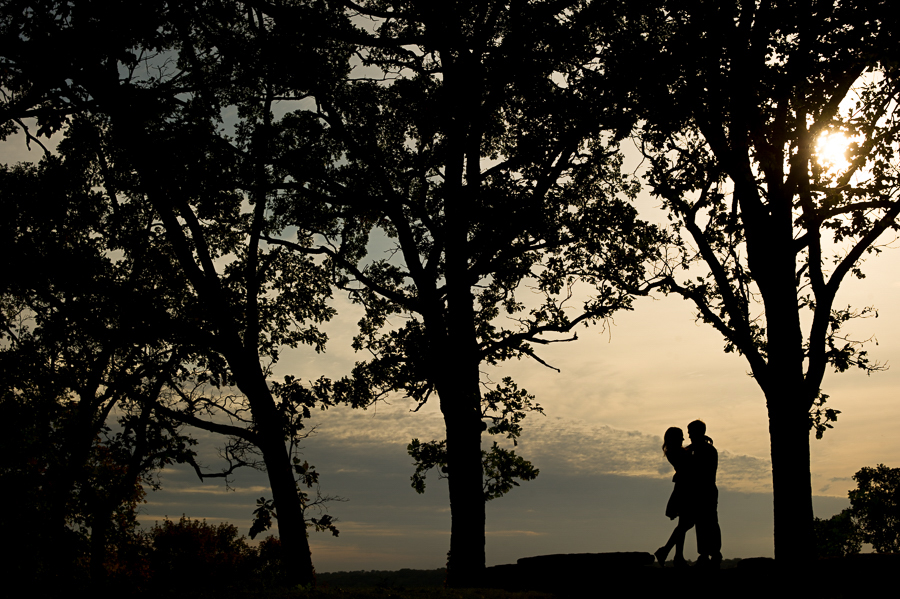 Engagement sunset silhouette