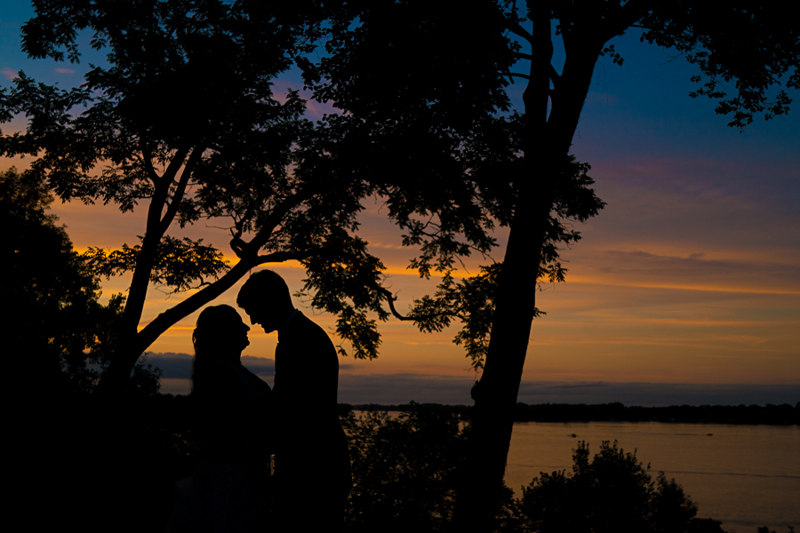 Lakeside sunset silhouette 