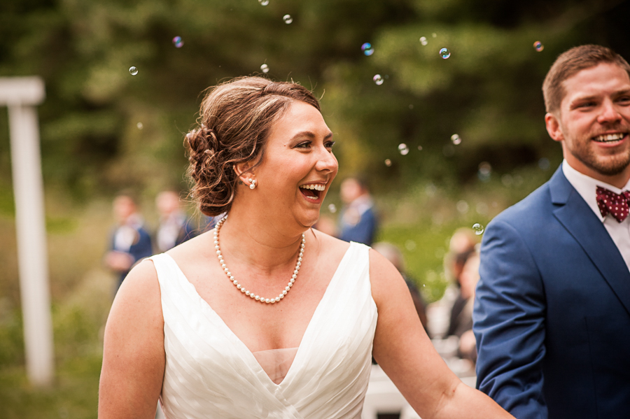 Bubbles with bride and groom recessional